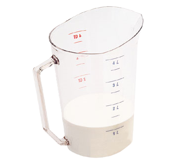 Cambro 400MCCW135 Camwear® Measuring Cup, 4 Quarts, Clear, Polycarbonate, Molded Handle, Dishwasher Safe, Nsf