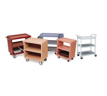 Cambro BC340KD480 Service Cart, Open Design, Three Shelves, Shelf Size Approximately 20-1/2" X 31-1/2", Polyethylene Exterior, 5" Casters (4 Swivel, No Brake), 400 Lb. Load Capacity, Speckled Gray, Kd
