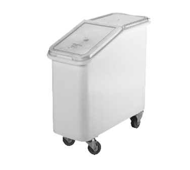 Cambro IBS20148 Ingredient Bin, Mobile, 21 Gallon Capacity, 3" Casters, Molded Polyethylene With Sliding Cover, S-hook On Front (scoop Not Included), (4) 3" Heavy Duty Casters (2 Front Swivel, 2 Fixed), With Bin Securely Attached To Base Plate, White, Nsf