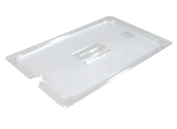 Carlisle 10211U07 Topnotch® Universal Lid, For 1/1 Full-size Food Pan, Handled, Notched, Stackable, Dishwasher Safe, Textured Non-slip Finish, Polycarbonate, Clear, Nsf