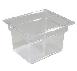Carlisle 1022307 Topnotch® Food Pan, 1/2-size Pan, 11.4 Qt. Capacity, 8" Deep, Easy-lift Notch, Stackable, Break/stain-resistant, Capacity Indicators, Dishwasher Safe, Polycarbonate, Clear, Nsf