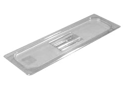 Carlisle 10250U07 Topnotch® Universal Lid, For 1/2-size Long Food Pan, Handled, Solid, Stackable, Dishwasher Safe, Textured Non-slip Finish, Polycarbonate, Clear, Nsf