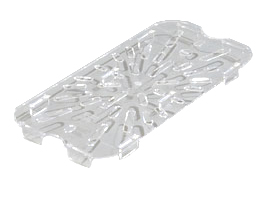 Carlisle 1027507 Topnotch® Drain Shelf, For 1/3-size Food Pan, Footed, Dishwasher Safe, Polycarbonate, Clear, Nsf