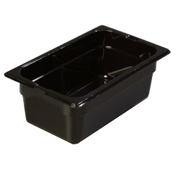 Carlisle 1028103 Topnotch® Food Pan, 1/4-size Pan, 2.8 Qt. Capacity, 4" Deep, Easy-lift Notch, Stackable, Break/stain-resistant, Capacity Indicators, Dishwasher Safe, Polycarbonate, Black, Nsf