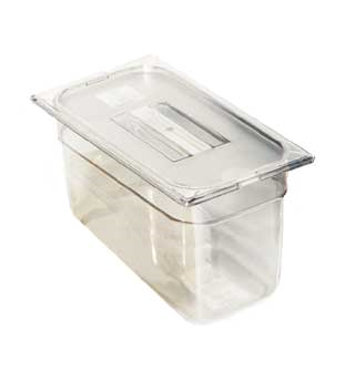 Carlisle 1028203 Topnotch® Food Pan, 1/4-size Pan, 4.0 Qt. Capacity, 6" Deep, Easy-lift Notch, Stackable, Break/stain-resistant, Capacity Indicators, Dishwasher Safe, Polycarbonate, Black, Nsf