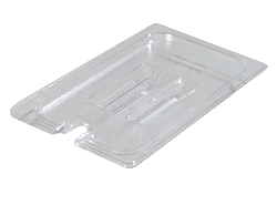 Carlisle 10291U07 Topnotch® Universal Lid, For 1/4-size Food Pan, Handled, Notched, Stackable, Dishwasher Safe, Textured Non-slip Finish, Polycarbonate, Clear, Nsf