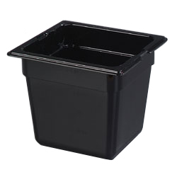 Carlisle 1030203 Topnotch® Food Pan, 1/6-size Pan, 2-1/2 Qt. Capacity, 6" Deep, Easy-lift Notch, Stackable, Break/stain-resistant, Capacity Indicators, Dishwasher Safe, Polycarbonate, Black, Nsf