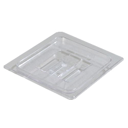 Carlisle 10310U07 Topnotch® Universal Lid, For 1/6-size Food Pan, Handled, Solid, Stackable, Dishwasher Safe, Textured Non-slip Finish, Polycarbonate, Clear, Nsf
