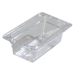 Carlisle 1032007 Topnotch® Food Pan, 1/9-size Pan, .7 Qt. Capacity, 2-1/2" Deep, Easy-lift Notch, Stackable, Break/stain-resistant, Capacity Indicators, Dishwasher Safe, Polycarbonate, Clear, Nsf