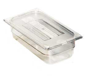 Carlisle 1032003 Topnotch® Food Pan, 1/9-size Pan, .7 Qt. Capacity, 2-1/2" Deep, Easy-lift Notch, Stackable, Break/stain-resistant, Capacity Indicators, Dishwasher Safe, Polycarbonate, Black, Nsf