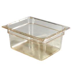Carlisle 1042213 Topnotch® High Heat Food Pan, 1/2-size Pan, 8.7 Qt. Capacity, 6" Deep, Easy-lift Notch, Heat-resistant To 375°f, Stackable, Break/stain-resistant, Capacity Indicators, Dishwasher/microwave Safe, High-heat Plastic, Amber, Nsf