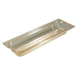 Carlisle 1044013 Topnotch® High Heat Food Pan, 1/2-size Long Pan, 2.9 Qt. Capacity, 2-1/2" Deep, Easy-lift Notch, Heat-resistant To 375°f, Stackable, Break/stain-resistant, Capacity Indicators, Dishwasher/microwave Safe, High-heat Plastic, Amber, Nsf