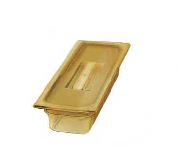 Carlisle 1046013 Topnotch® High Heat Food Pan, 1/3 Size Pan, 2.4 Qt. Capacity, 2-1/2" Deep, Easy-lift Notch, Heat-resistant To 375°f, Stackable, Break/stain-resistant, Capacity Indicators, Dishwasher/microwave Safe, High-heat Plastic, Amber, Nsf