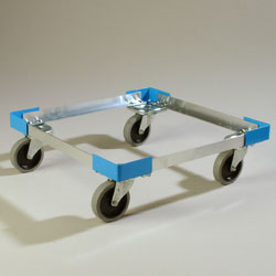 Carlisle C2220A14 E-z Glide™ Dolly, 300 Lb. Capacity, Open Frame Design, No Handle, Single-stack, For Full-size Dishwasher Racks, (4) 4" Non-marking Swivel Casters, Dishwasher Safe, Aluminum, Blue
