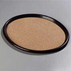 Carlisle 282301 Serving Tray, 28"l X 23"w, Oval, Curved Hand-hold On Underside, Non-skid Cork Liner, Break-resistant, Abs-plastic, Brown
