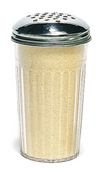 Carlisle 331907 Cheese Shaker, 12 Oz., 3" Dia. X 5-1/2"h, Fluted Base With Stainless Steel Perforated Top, Break-resistant, San, Clear