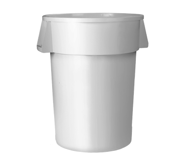 Carlisle 34102002 Bronco™ Waste Container, 20 Gallon, 23"h X 23" Dia. (includes Handles), Round, Double-reinforced Stress Ribs, Ergonomic Comfort Curve™ Handles, Drag Skids, Deep Hand Holds On Base, Polyethylene, White, Nsf
