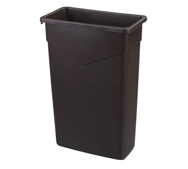 Carlisle 34202369 Trimline™ Waste Container, 23 Gallon, Rectangular, Integrated Corner Tabs, Bottom Helper Handles, Heavy-duty, Polyethylene, Brown