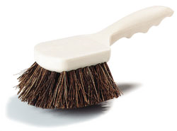 Carlisle 3651300 Flo-pac® Utility Scrub Brush, 8-1/2"l X 3"w, 2" Trim, Hanging Hole, Break-resistant, Soak-proof, Stiff Palmyra Bristles, Plastic Handle Block, Standard Color