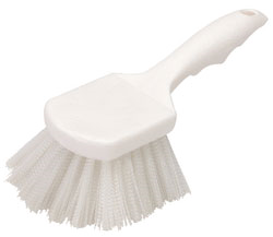 Carlisle 3662000 Flo-pac® Utility Scrub Brush, 8"l, Pistol Grip Handle, Break-resistant, Soak-proof, 2" Nylon Bristles, White, Plastic