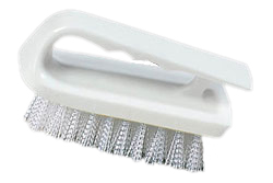 Carlisle 4002402 Sparta® Bake Pan Lip Brush, 6"l X 2-1/2"w, Break-resistant, Contoured Iron Shape Handle, White Plastic Block, 1"l Stiff Polyester V-shaped Bristles, White, Bpa-free