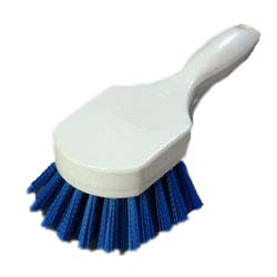 Carlisle 4054114 Sparta® Spectrum® Utility Scrub Brush, 8"l X 3"w, Non-absorbent, Break-resistant, Multiple Trim Angles, 1-5/8"l Crimped Stapleset Stiff Polyester Bristles, Polypropylene Pistol Grip Handle, Blue, Bpa-free