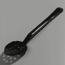 Carlisle 442103 Serving Spoon, 13"l, Perforated, One-piece, Notch Rest, Hanging Slot, Dishwasher Safe, Polycarbonate, Black, Nsf