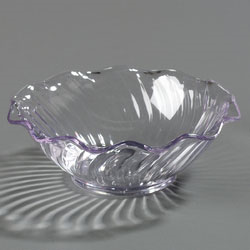 Carlisle 453107 Tulip Berry Dish, 5 Oz., 4-5/8" Dia., Stackable, Scalloped Edging, Break-resistant, Dishwasher Safe, San, Recyclable, Clear, Nsf