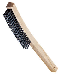 Carlisle 4577000 Sparta® Wire Brush, 13-3/4", Curved Wood Handle, Carbon Steel Bristles