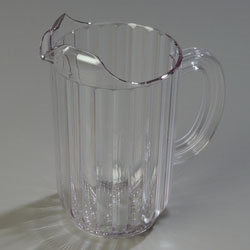Carlisle 553807 Pitcher, 48 Oz., Fluted Straight Sides, Contoured Lip Design, Break-resistant, Dishwasher Safe, Polycarbonate, Clear, Nsf, Made In Usa