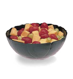 Carlisle 690903 Petal Mist® Bowl, 2.4 Qt., 9" Dia., Floral Shaped Edge, Textured, Break-resistant, Freezer & Dishwasher Safe, Polycarbonate, Black, Nsf