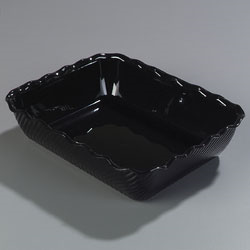 Carlisle 696603 Tulip Deli™ Crock, 10 Lb., 13-1/16"l X 10-3/8"w, Without Lid, Rectangular, Scallop Edge, Swirl Pattern, Nestable, Stain Resistant, Dishwasher Safe, San, Black