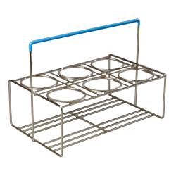 Carlisle CW6C38 Opticlean™ Perma-sil™ Flatware Carrier, 6 Cylinder Compartments, Portable, Heavy-gauge Construction, Vinyl-coated Insulated Handle, Dishwasher Safe, Steel Wire, Chrome-plated