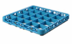 Carlisle RE2514 Opticlean™ Divided Extender, 25-compartments (3-1/2" X 3-1/2"), Full-size, Holds Glasses Up To 3-1/4" In Diameter With Inside Height Of 1.57", Positive Stacking, Four-way Tracking, Dishwasher Safe, Polypropylene, Textured Finish, Blue, Nsf