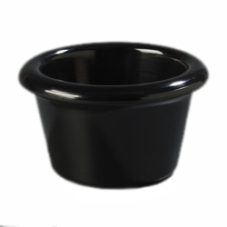 Carlisle S27503 Ramekin, 1-1/2 Oz., 2-1/2" Dia., Smooth, Stackable, Break-resistant, Dishwasher Safe, Melamine, Black, Nsf
