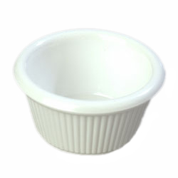 Carlisle S28202 Ramekin, 3 Oz., 3-2/11" Dia., Fluted, Stackable, Break-resistant, Dishwasher Safe, Melamine, White, Nsf