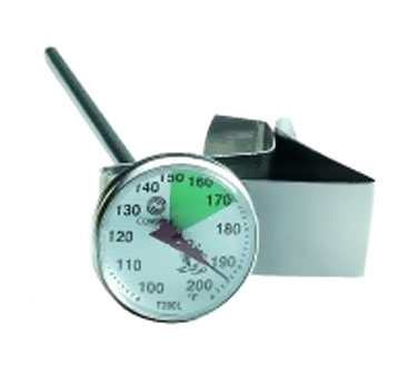 Fluke Electronics (comark) T200L Coffee/espresso Pocket Thermometer, 1" Dial, 5" Stem W/clip, Temperature Range 100 To 200ºf, Stainless Steel Construction W/plastic Watertight Lens, Recalibration Nut, Carded (must Purchase In Multiples Of 12 Each)