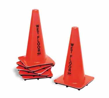 Continental Commercial Products 125ENG Caution Cone, "wet Floor", Square Base, Orange, English