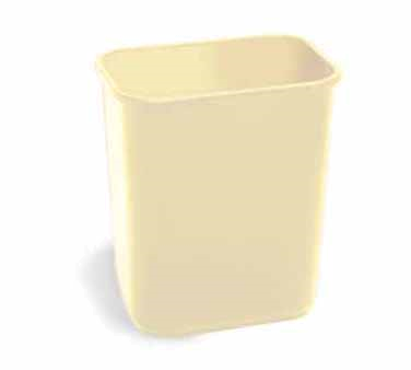 Continental Commercial Products 2818BE Wastebasket, 28-1/8 Quart Capacity, 15" X 14-3/8" X 10-1/4", Rectangular, Without Lid, Injection Molded Polyethylene, Beige