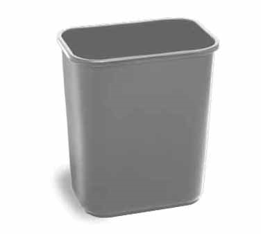 Continental Commercial Products 2818GY Wastebasket, 28-1/8 Quart Capacity, 15" X 14-3/8" X 10-1/4", Rectangular, Without Lid, Injection Molded Polyethylene, Grey