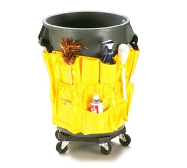Continental Commercial Products 3175 Huskee® Caddy Bag, Fits Round 32 & 48 Gallon Containers And Square 22" X 19-1/2" Containers, Nylon Reinforced Pvc, With 9 Pockets, Yellow