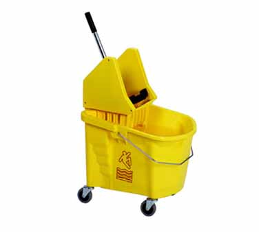 Continental Commercial Products 335-37YW Mop Bucket With Wringer Combination, 35 Qt, Sw7 Down-press Wringer, Yellow