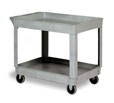 Continental Commercial Products 5805GY Utility Cart, Large, Two Shelves, Open Base, Shelf Size Approximately 24" X 36", Structural Plastic Construction, 5" Non-marking Casters, 200 Lb. Capacity Per Shelf, 400 Lb. Total Capacity, 40-3/8" X 25-1/2" X 33" H, Smooth Surface, Grey