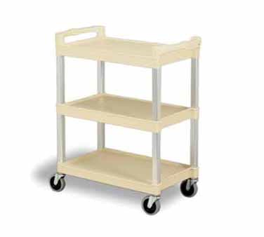 Continental Commercial Products 5810BE Bussing Cart, Open Design, Three Shelves, Shelf Size Approximately 16" X 31", Structural Plastic Shelves, Aluminum Uprights, 4" Non-marking Casters, 200 Lb. Capacity, 36" X 16" X 31", Beige