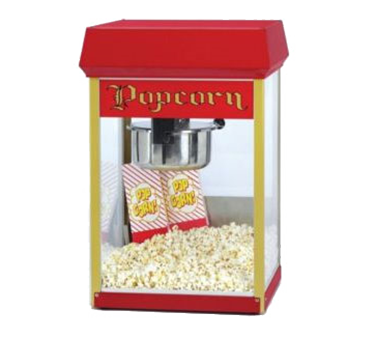 Gold Medal Products 2404 Funpop Popcorn Machine, 4 Oz. E-z Kleen/uni-maxx® Removable Stainless Steel Kettle, Heated Corn Deck, Tempered Glass Windows, Twin Arm Kettle Suspension, Red Dome, 688 Watts, 5.7 Amps, Nema 5-15p