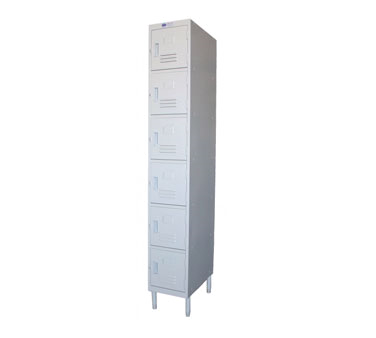 Gsw Usa ELS-6DR Employee Locker, 6-tier, 12"w X 16"d X 77"h, Door Pulls, Grid Vented, 6" Adjustable Legs, Powder Coated Beige