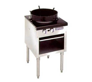 Imperial ISP-18-W Tempura Wok Range, Gas, One 16" Wok Opening, 18"w X 21"d, 3-ring Burner With 2 Adjustable Gas Valves, Full Width Removable Drip Pan, Stainless Steel Front And Sides, 12" Legs With Adjustable Feet, 90,000 Btu, Etl, Nsf