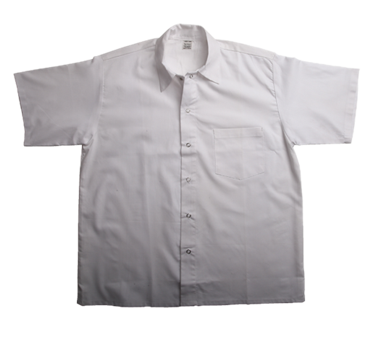 Libertyware TXT-WKSS Kitchen Shirt, Short Sleeve, 65/35 Poly/cotton Blend, Six Snap Front Closures, White, Small