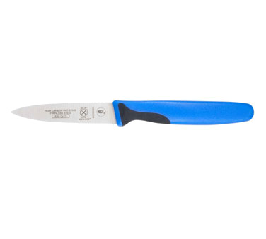 Mercer Tool M23930BL Millennia™ Color Handles Paring Knife, 3", Stamped, High Carbon, Stain-free Steel, Blue Non-slip Santoprene® & Polypropylene Handle, With Textured Finger Points And Protective Finger Guard, Nsf Certified
