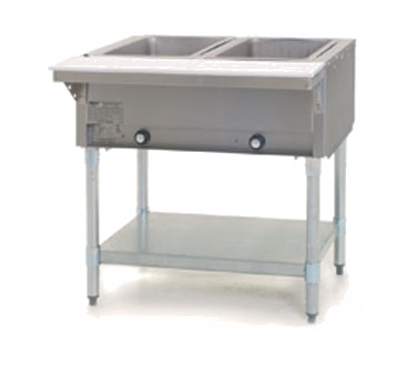 Eagle Group HT2-NG Hot Food Table, Natural Gas, 33" L, (2) 12" X 20" (dry) Wells With Burner Controls In Recessed Panel, Stainless Steel Top With 8" Poly Cutting Board, Galvanized Undershelf & Tubular Legs, Adjustable Feet, 7,000 Btu, Nsf, Culus